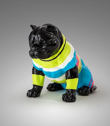Figura decorativa Pitbull mediano negro rayas 41 cm - Schuller