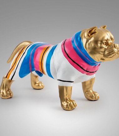 Figura decorativa Taison perro pitbull mediano oro-rayas 41 cm - Schuller | Comprar Online