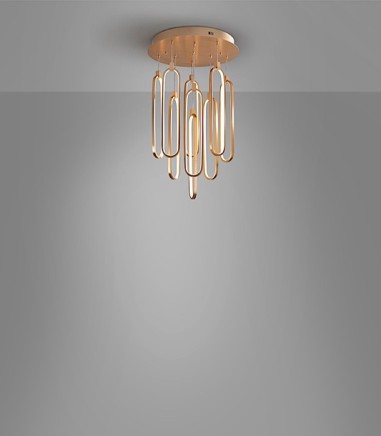 Lámpara techo colgante Colette 9L oro rosa - Schuller