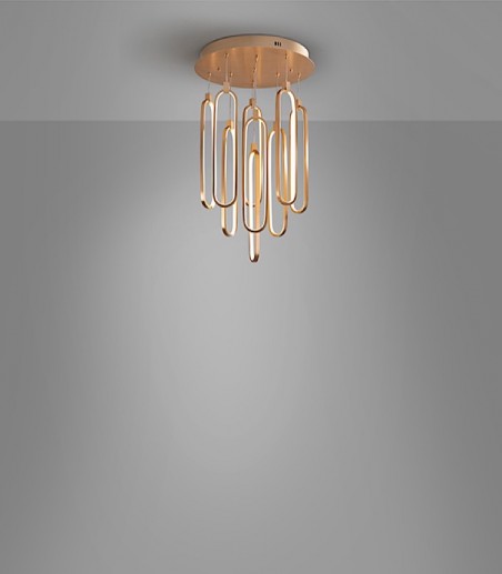 Lámpara techo colgante Colette 9L oro rosa - Schuller
