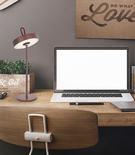 Escritorio con Lámpara de sobremesa inalámbrica Gong led corten - Schuller