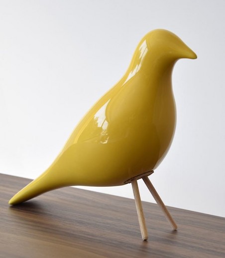 Figura decorativa PAJARO cerámica amarillo - VP Interiorismo
