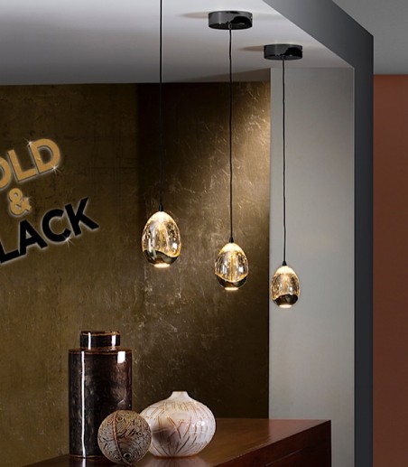 Lampara colgante Rocío 1L negro oro - Schuller