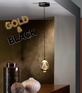 Lampara colgante Rocío 1L negro oro - Schuller