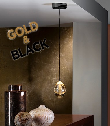 Lampara colgante Rocío 1L negro oro - Schuller