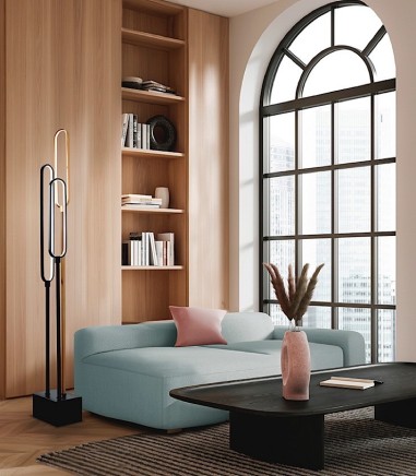 Lampara de pie Colette 3L negro oro rosa - Schuller