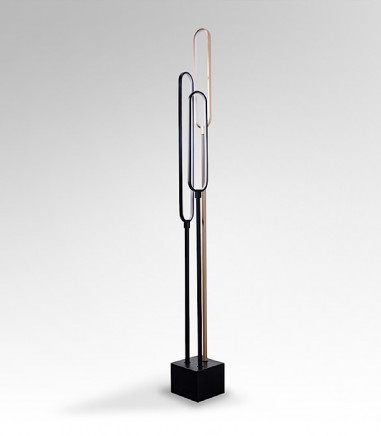Lampara de pie Colette 3L negro oro rosa - Schuller