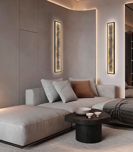 Aplique / plafón de pared Stone LED CCT negro 100 cm - Schuller