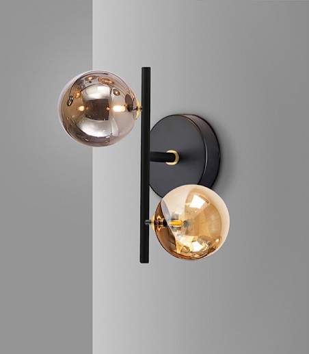 Aplique de pared Dark 2L negro latón - Schuller