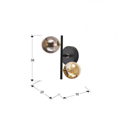 Aplique de pared Dark 2L negro latón - Schuller