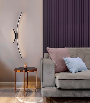 Aplique de pared Curves 2L negro - Schuller