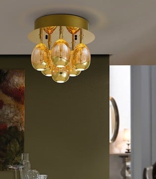 Plafón de techo Rocío 6L oro DIM - Schuller 2