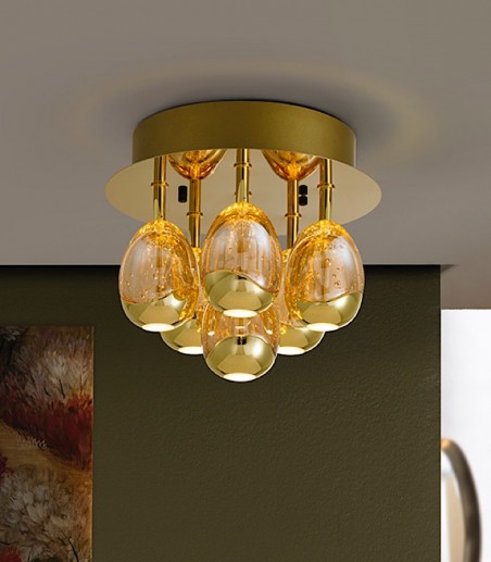 Plafón de techo Rocío 6L oro DIM - Schuller