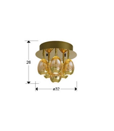 Plafón de techo Rocío 6L oro DIM - Schuller
