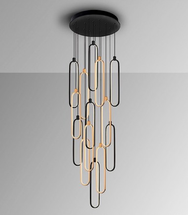 Lámpara de techo colgante Colette 14L negro oro rosa DIM  - Schuller