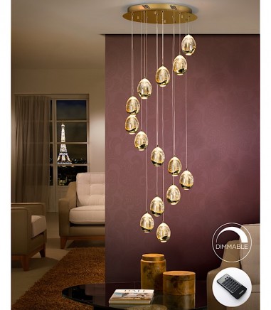 Lámpara de techo colgante Rocío 14L oro D50 DIM  - Schuller
