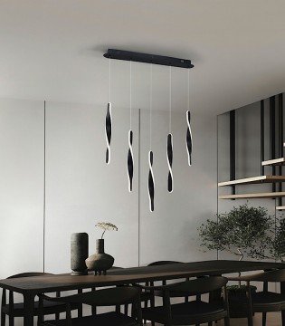 Lámpara de techo colgante lineal Twist 5L negro - Schuller 2