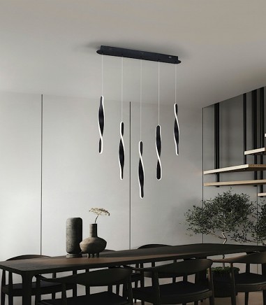 Lámpara de techo colgante Twist 5L negro - Schuller