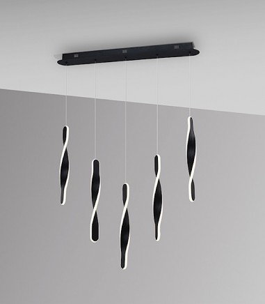 Lámpara de techo colgante Twist 5L negro - Schuller