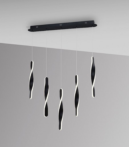 Lámpara de techo colgante Twist 5L negro - Schuller