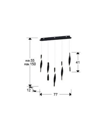 Lámpara de techo colgante Twist 5L negro - Schuller