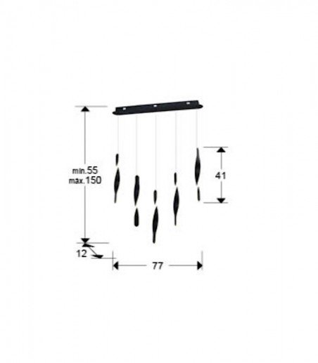 Lámpara de techo colgante Twist 5L negro - Schuller