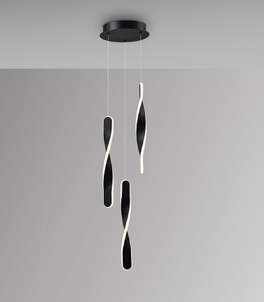 Lámpara de techo colgante Twist 3L negro - Schuller