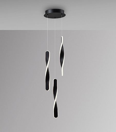 Lámpara de techo colgante Twist 3L negro - Schuller