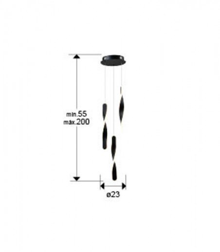Lámpara de techo colgante Twist 3L negro - Schuller