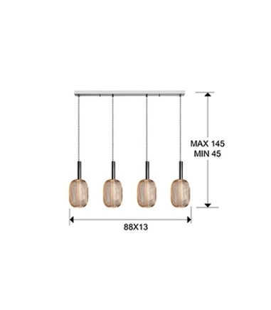 Lámpara de techo lineal Micrón 4L cromo oro - Schuller