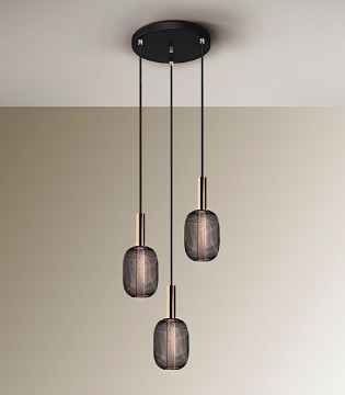 Lámpara de techo colgante Micrón 3L oro negro - Schuller 2