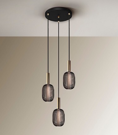 Lámpara de techo colgante Micrón 3L oro negro - Schuller