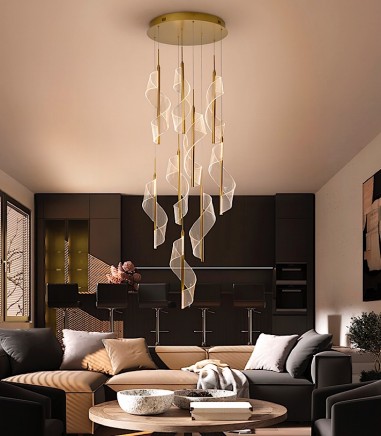 Lámpara de techo colgante Velas 9L oro dimable - Schuller