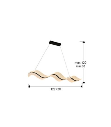 Lámpara de techo colgante Olas negro - Schuller