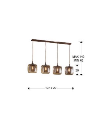 Lámpara de techo colgante Fox 4L chocolate dimable - Schuller