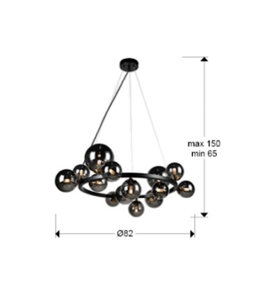 Lámpara de techo colgante Astros 14L negro - Schuller