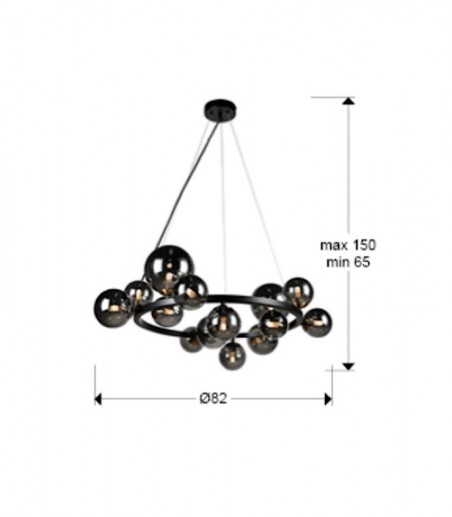 Lámpara de techo colgante Astros 14L negro - Schuller