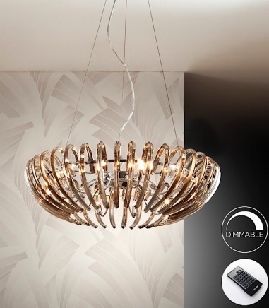 Lámpara de techo colgante Ariadna 12L champagne dimable - Schuller