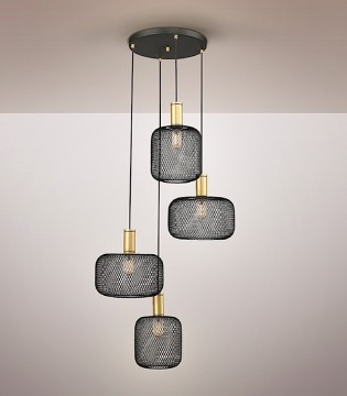 Lámpara de techo colgante Osiris 4L oro negro - Schuller 2
