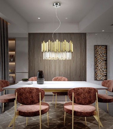 Lámpara de techo colgante Tiara 6L cromo-oro - Schuller
