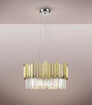 Lámpara de techo colgante elegante Tiara 6L cromo-oro - Schuller 2