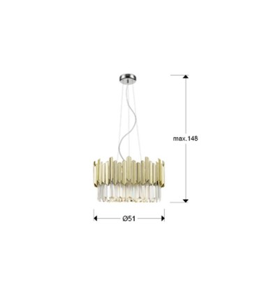 Lámpara de techo colgante Tiara 6L cromo-oro - Schuller