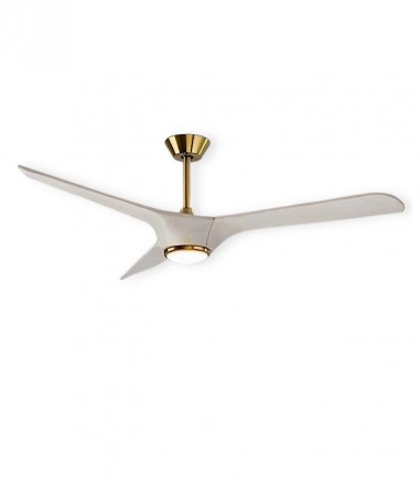 ventilador grande de techo con luz Alisios blanco bronce DC D152 cm - Schuller
