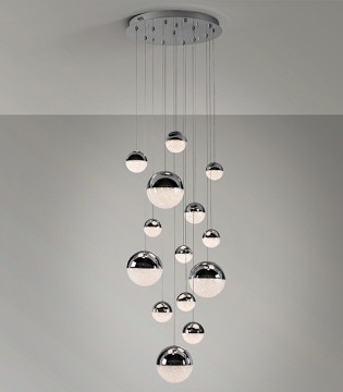 Lámpara de techo colgante Sphere 14L cromo D60 H500 c/mando - Schuller