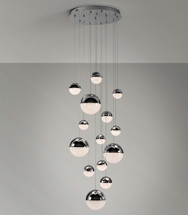 Lámpara de techo colgante Sphere 14L cromo D60 H500 c/mando - Schuller