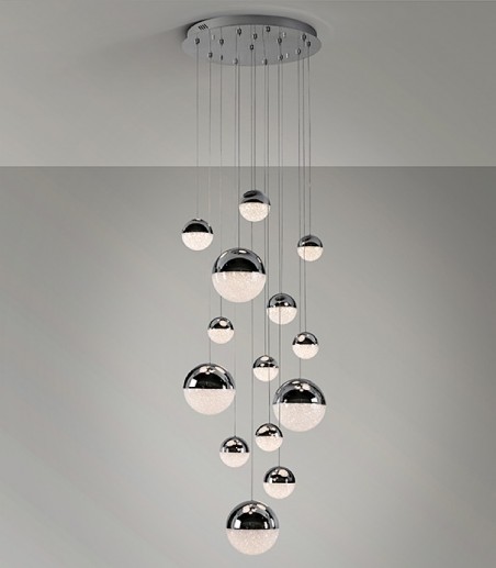 Lámpara de techo colgante Sphere 14L cromo D60 H500 c/mando - Schuller