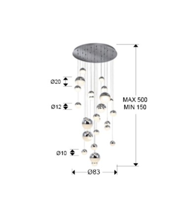 Gran Lámpara de techo colgante Sphere D80 27L cromo CCT - Schuller