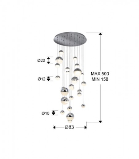 Gran Lámpara de techo colgante Sphere D80 27L cromo CCT - Schuller
