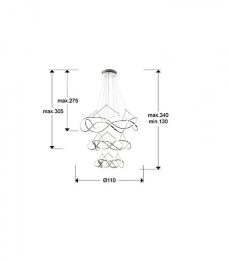 Lámpara de techo colgante Molly 3 aros D110 cromo c/mando - Schuller