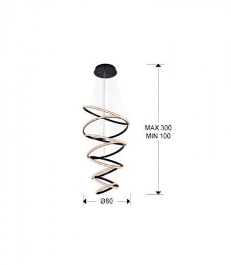 Lámpara de techo colgante Ring 8 aros negro 4000k c/mando - Schuller